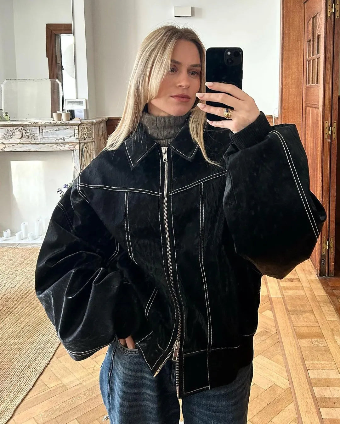 Zanala - Oversized leather jacket