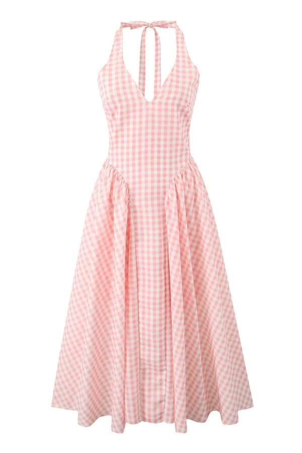 Romina - Plaid Print Midi Dress