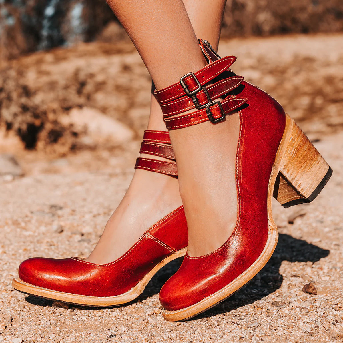 Halinor - Buckled leather heels