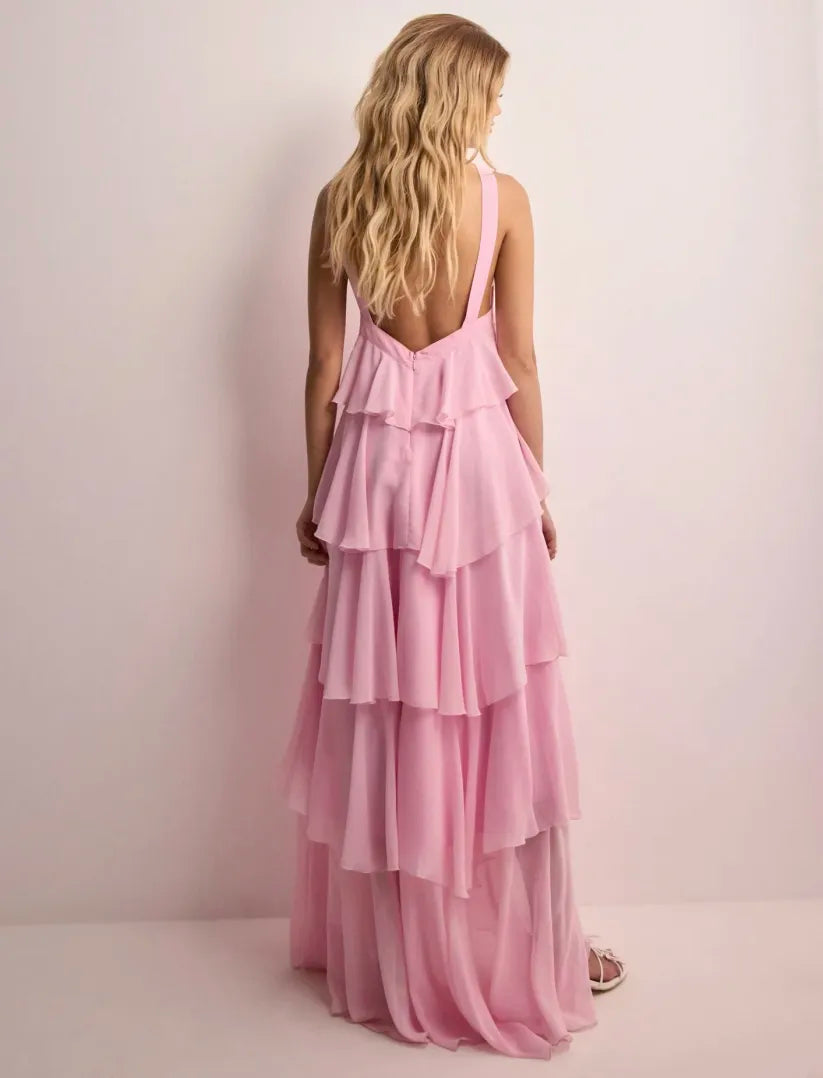 Amira - Ruffle Backless Maxi Dress