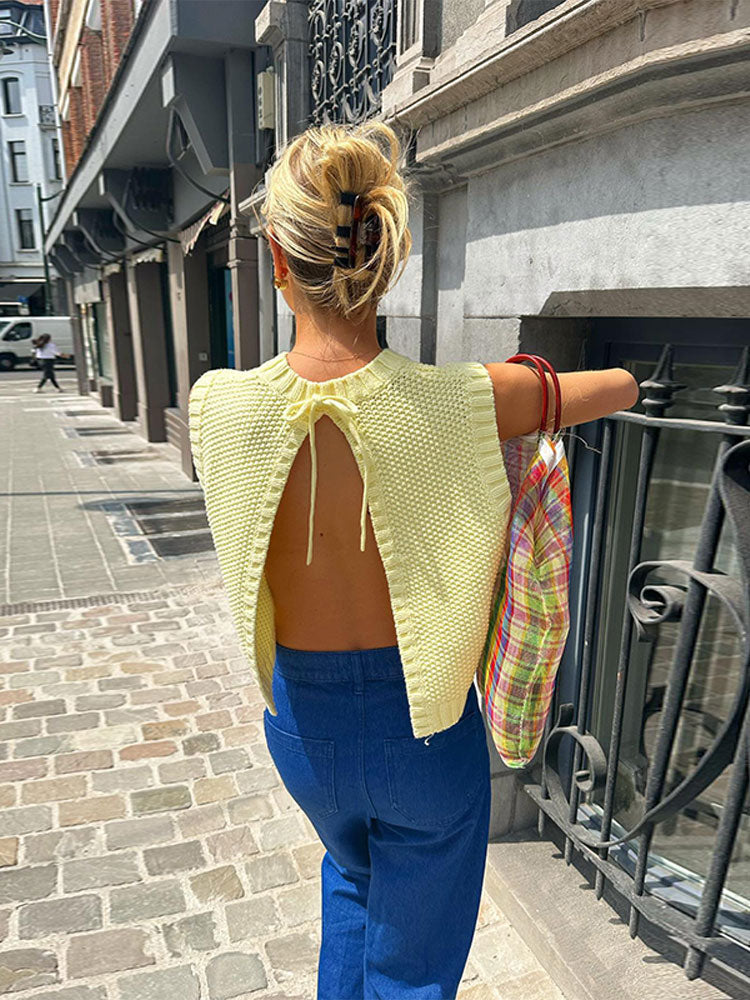 Amy - Cardigan Knitted Backless Top