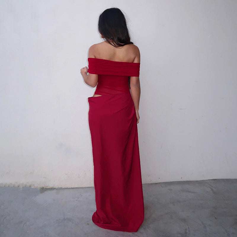 Maisy - Off-Shoulder Mesh Maxi Dress