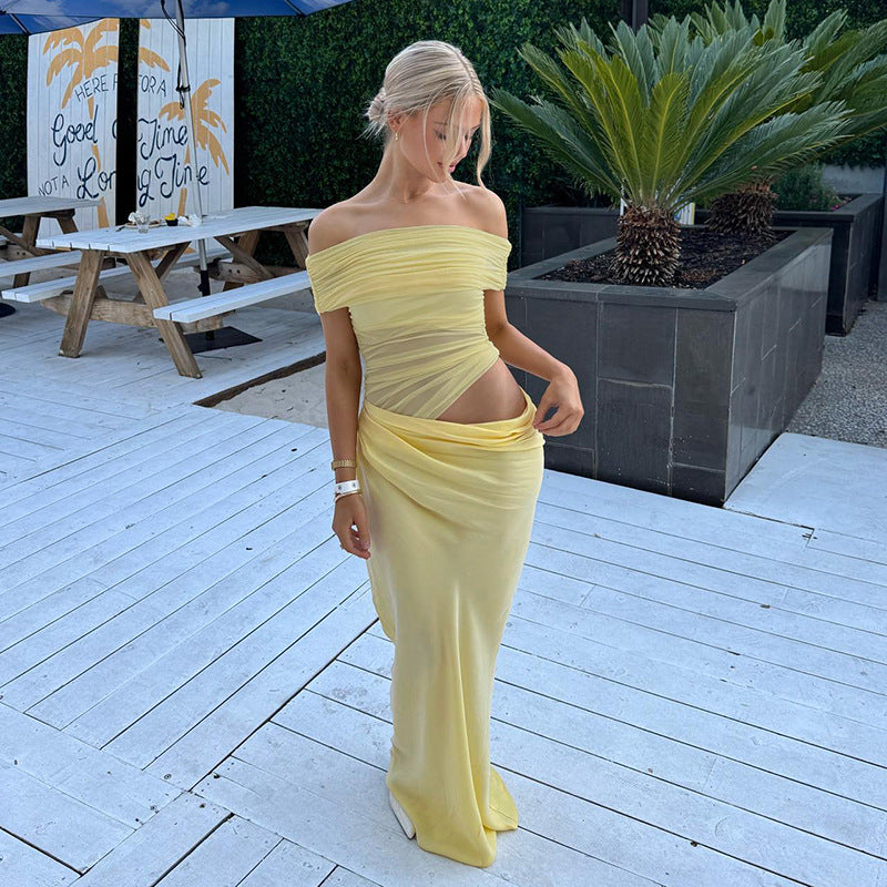 Maisy - Off-Shoulder Mesh Maxi Dress