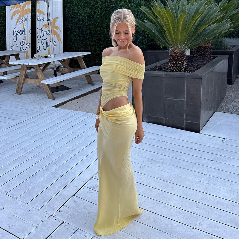 Maisy - Off-Shoulder Mesh Maxi Dress