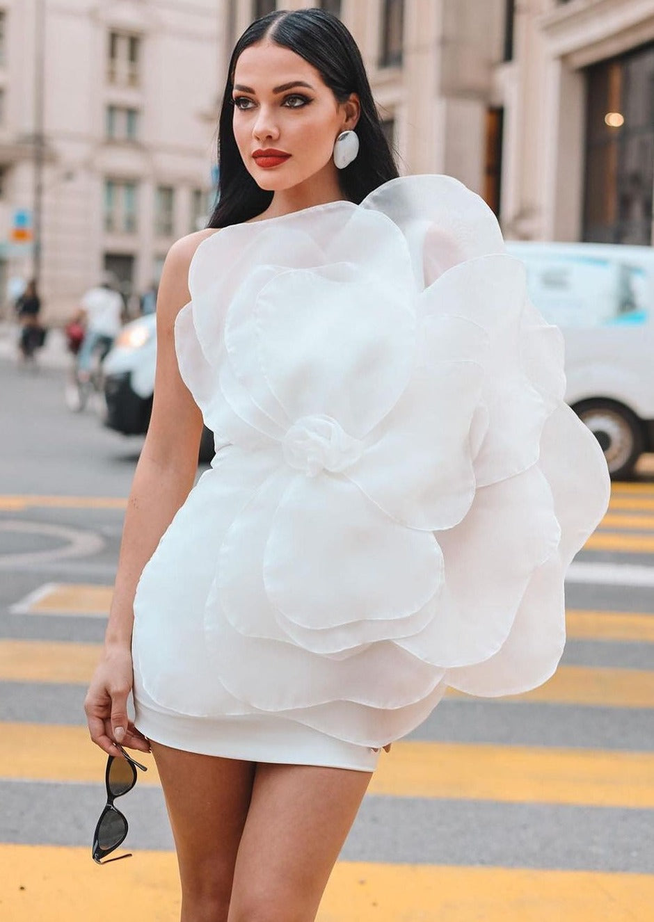 Bianca - Flower One Shoulder Mini Dress