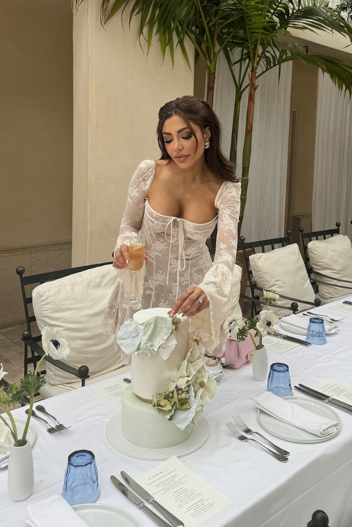 Mabel - Long Sleeved Lace Mini Dress