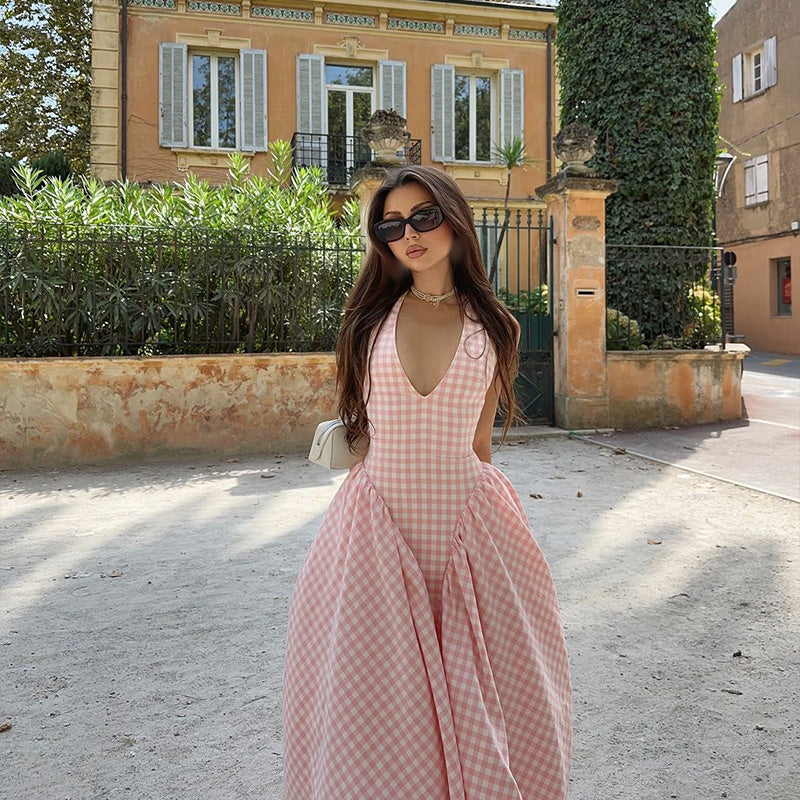 Romina - Plaid Print Midi Dress