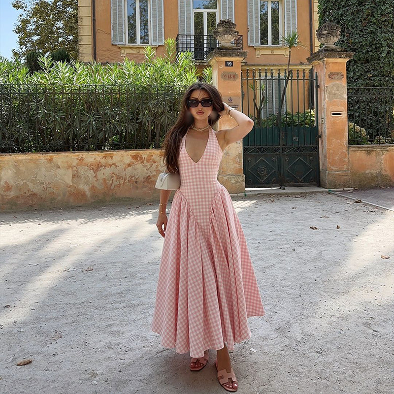 Romina - Plaid Print Midi Dress