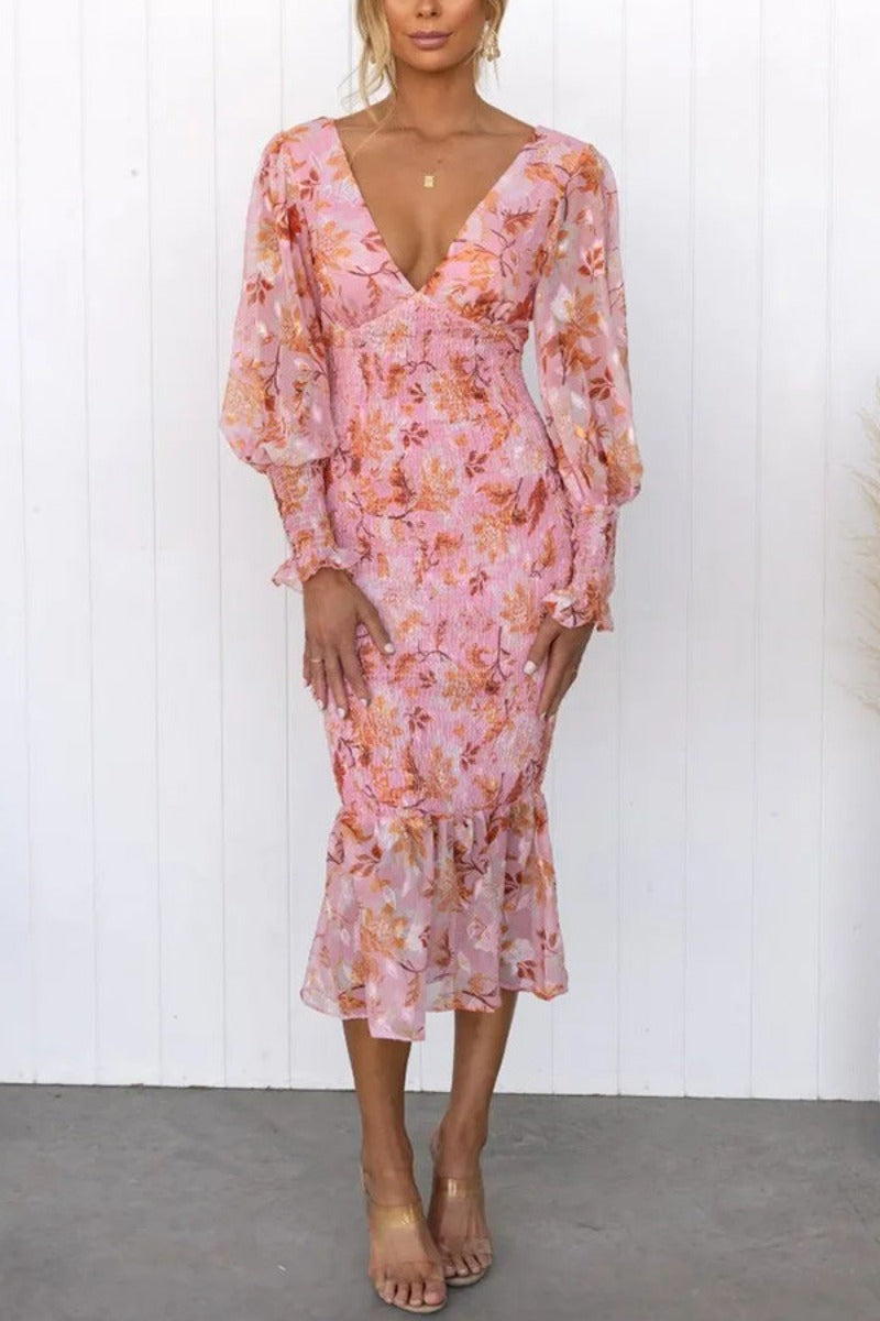 Brooke - Floral print midi dress