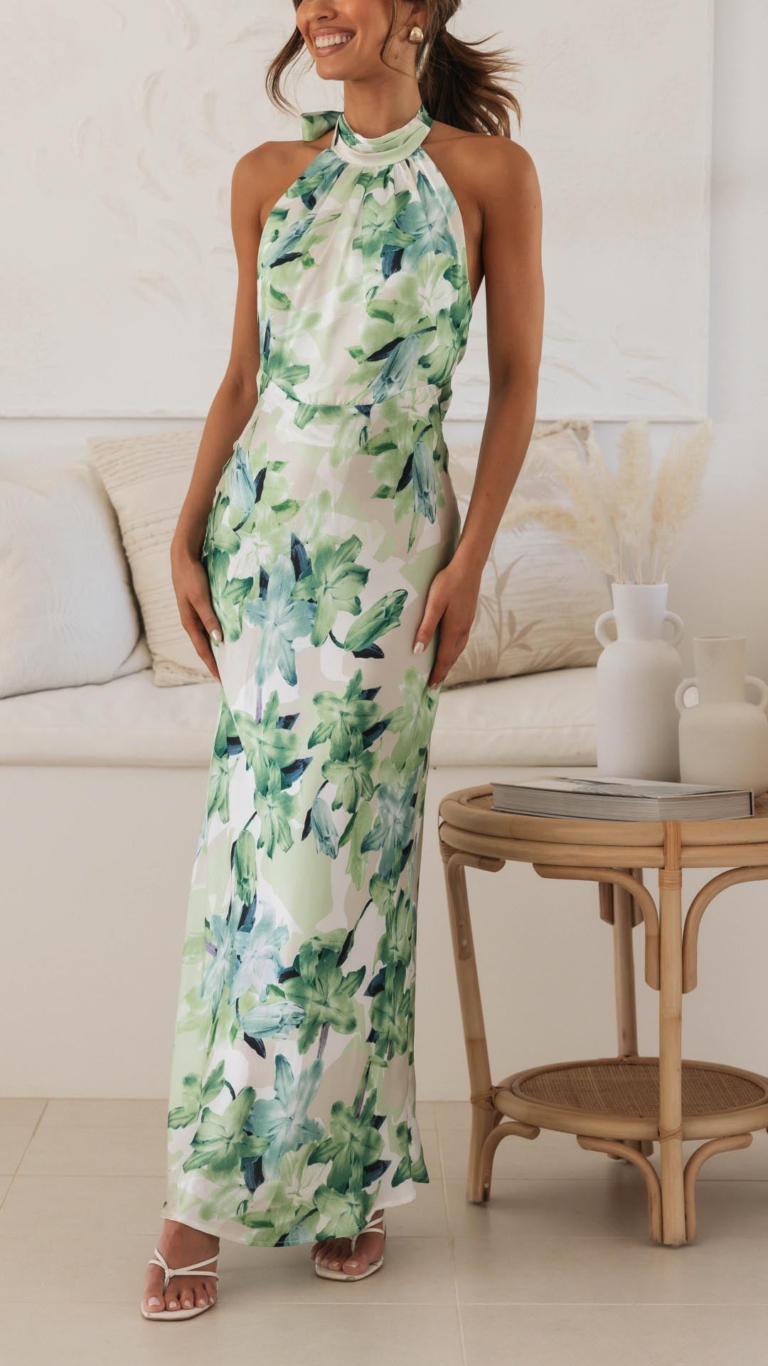 Shannon - Floral Halter Maxi Dress