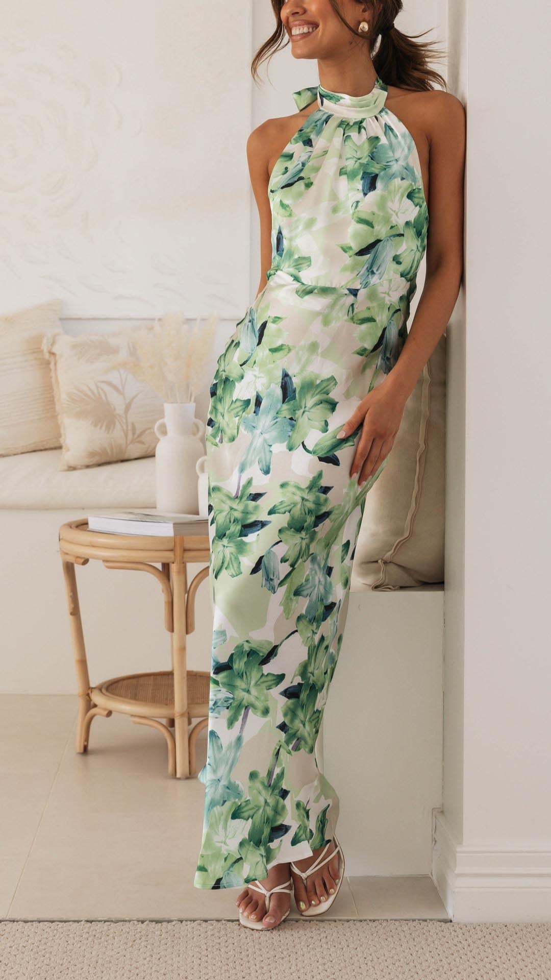 Shannon - Floral Halter Maxi Dress