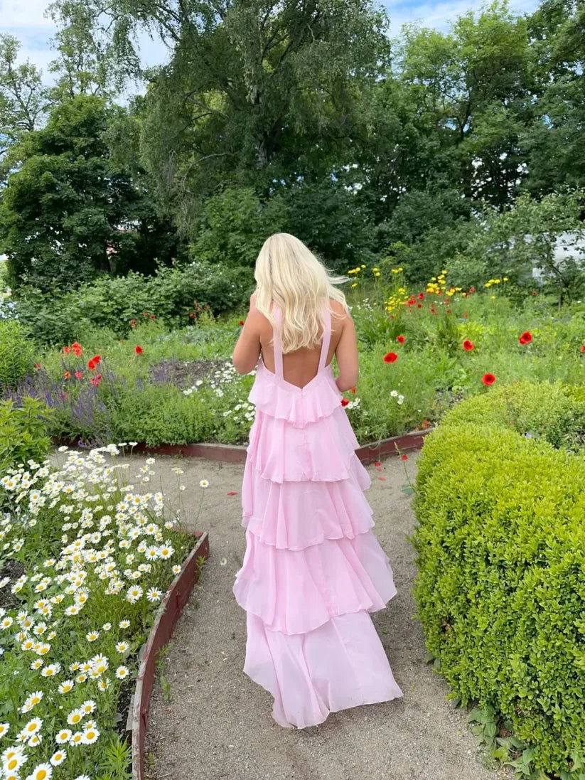 Amira - Ruffle Backless Maxi Dress