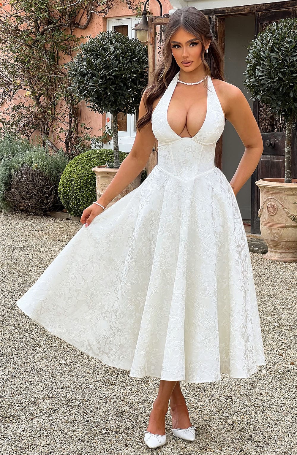 Esmeralda - Halter Sleeveless Midi Dress
