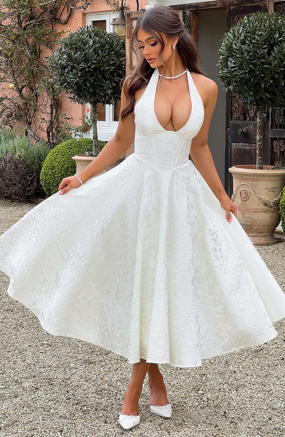 Esmeralda - Halter Sleeveless Midi Dress