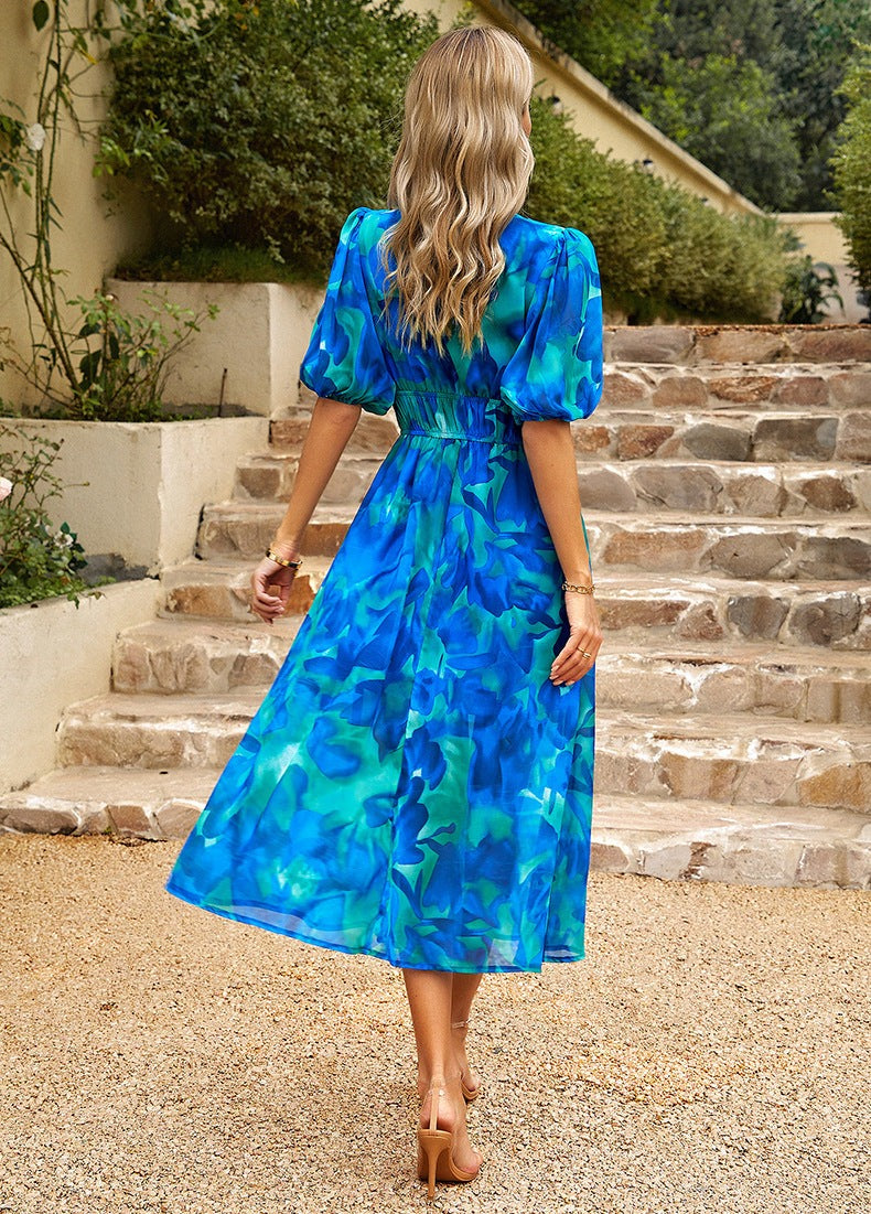 Gabriella - V-Neck Printed Dress