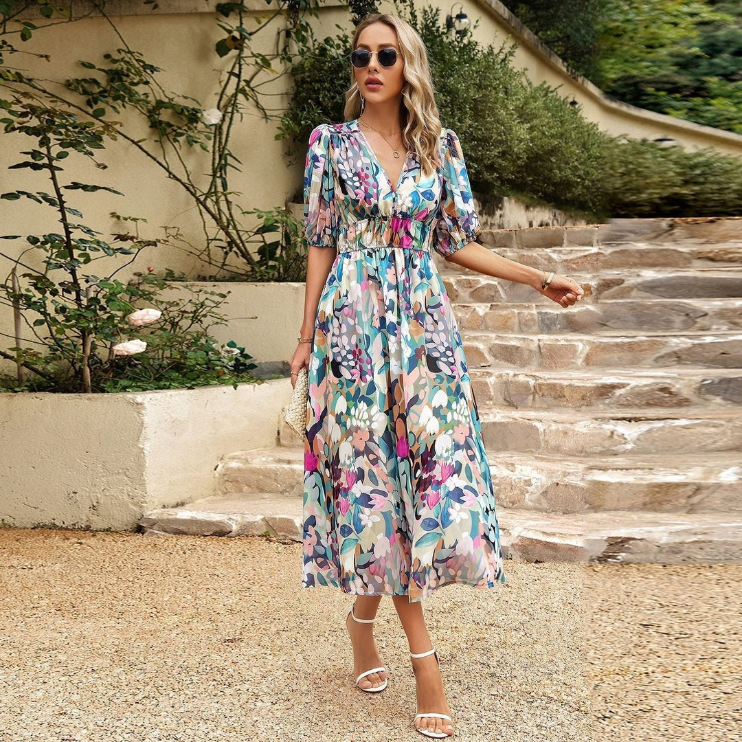 Gabriella - V-Neck Printed Dress