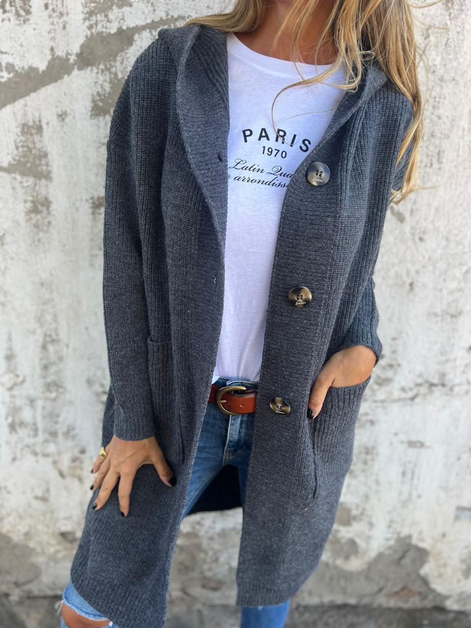 Avenique - Elegant long knitted cardigan