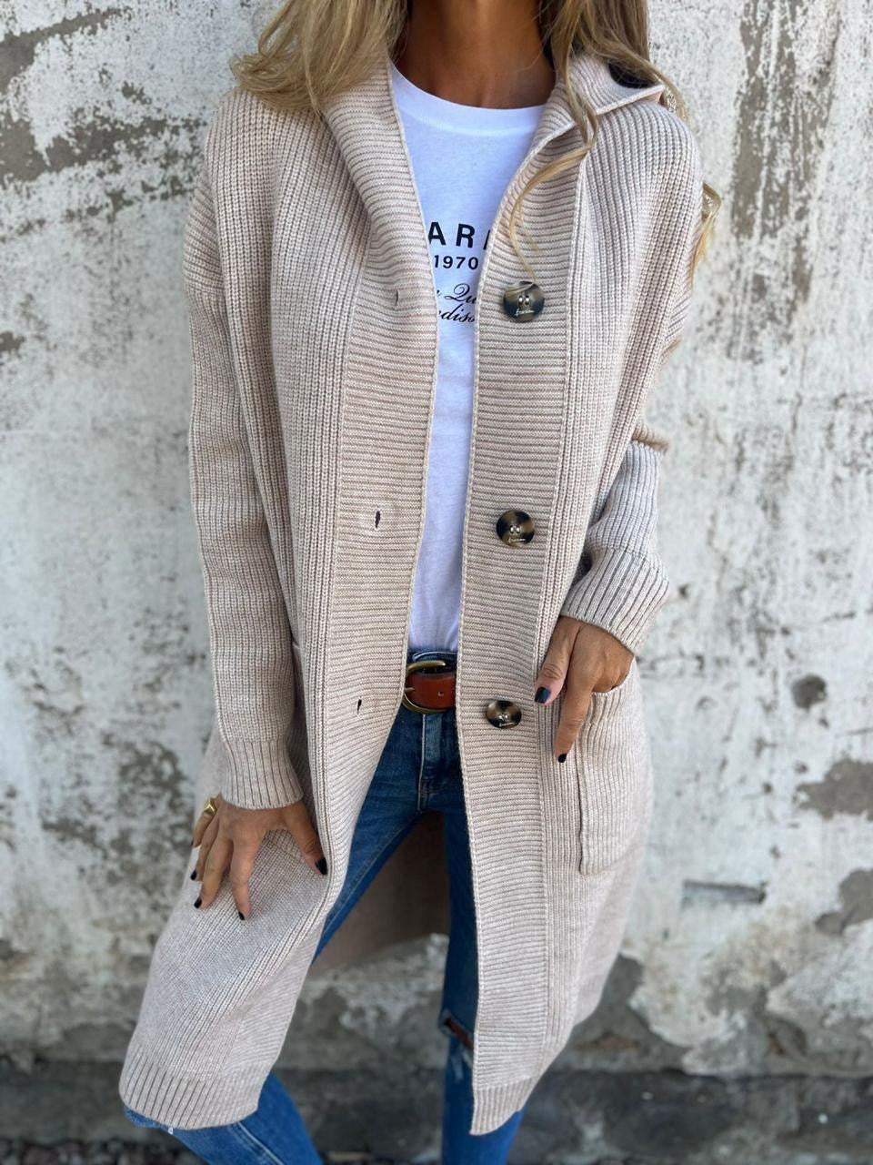 Avenique - Elegant long knitted cardigan