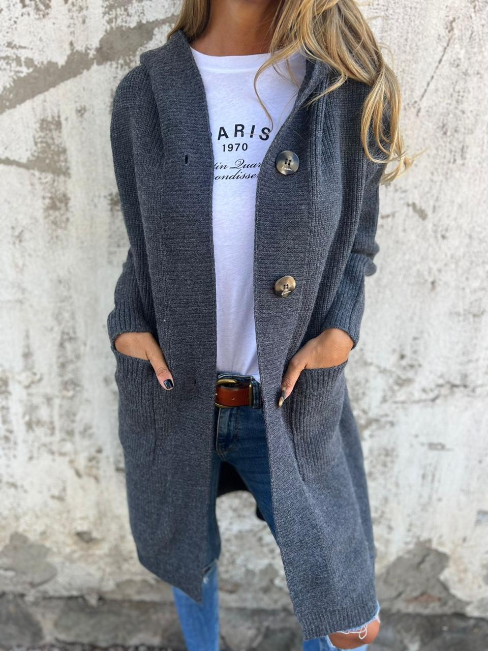 Avenique - Elegant long knitted cardigan